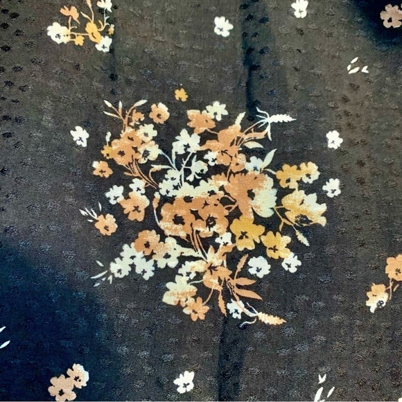 Boho Dress XL Jade by Jane Black Pretty Floral White Gold Tan Flowy - Picture 12 of 14